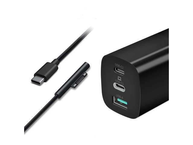 USB C GaN Charger for Surface Tablets, 65W GaNk Charger with 6ft Nylon Surface to USB C Cable, Compatible for Microsoft Surface Pro 10 7/6/5/4/3...