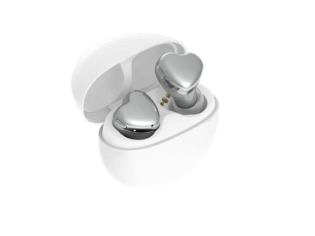 TE-I3 Cute Heart-Shaped Wireless Earbuds for Small Ears with Clear Hard Case, Bluetooth 5.3, Up to 23 Hours Playtime, IPX4 Waterproof, Multipoint...