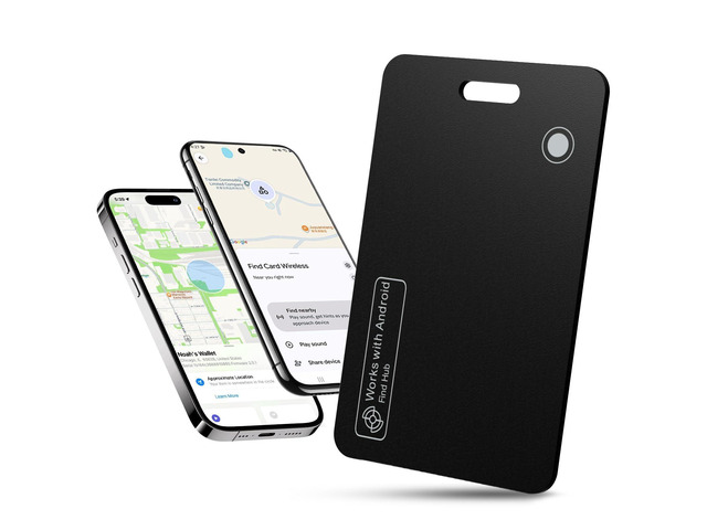 Dual Platform Wallet Tracker Card, iOS & Android Anti-Loss Slim Smart Locator, Wireless Charging, Works with Apple Find My & Google Find Hub, Item...