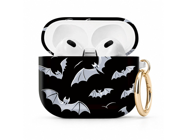 Compatible with Airpod 4 Case,TPU Cute Pattern Protective, Shockproof Anti Scratch Case with Keychain Ring, Supports Wireless Charging(Bats Flying)