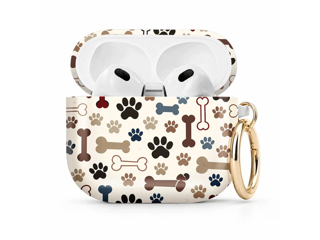 Compatible with Airpod 4 Case,TPU Cute Pattern Protective, Shockproof Anti Scratch Case with Keychain Ring, Supports Wireless Charging(Paw Prints...