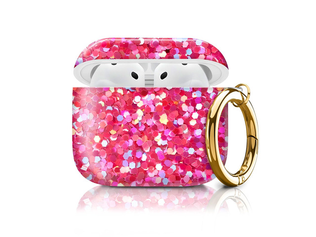 Compatible with AirPod 4th Generation Case Cover with Keychain, Full Protective Shockproof Wireless Headphone Case for Women Men Girl (Pink)