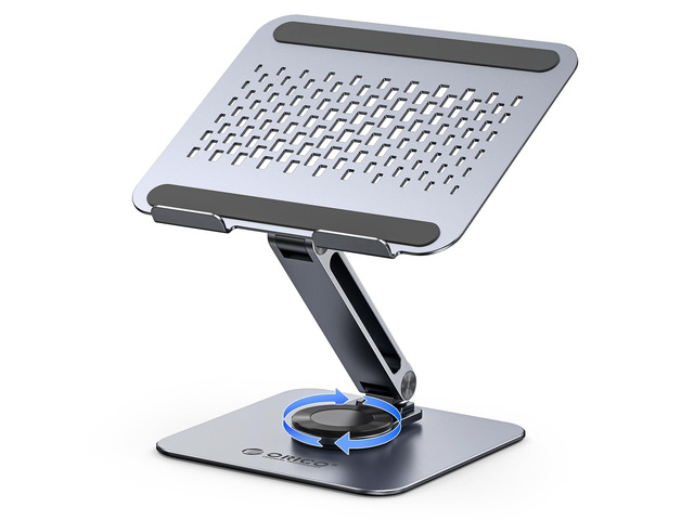 Adjustable Laptop Stand with 360° Rotating Base, Foldable Aluminum Alloy Laptop Riser for Desk, Compatible with MacBook Neo Air Pro, Dell, HP (Up...