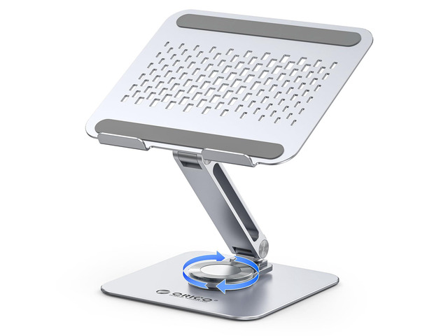 Adjustable Laptop Stand with 360° Rotating Base, Foldable Aluminum Alloy Laptop Riser for Desk, Compatible with MacBook Neo Air Pro, Dell, HP (Up...