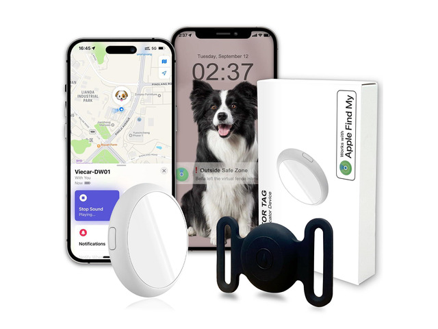 GPS Tracker for Dogs, Mini GPS Cat Tracker, IPX68 Waterproof GPS Tracker for Cats with Holder, No Monthly Fee, Work with Apple Find My(iOS Only),...