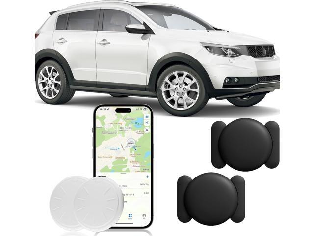 Car GPS Tracking Device for Vehicles, 2PCS Real Time GPS Tracker for Car Work with Find My (iOS Only),No Monthly Fee (White Tracker, Black Magnetic...