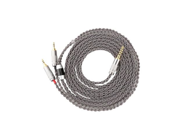 4.4mm to Dual 3.5mm / 2.5mm Male Cable Compatible for Hifiman HE4XX HE400S, HE-400i Headphones 8 Core Braided Silver Plated Replacement Audio...