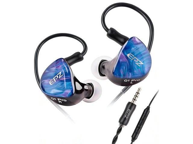 Q1 PRO in Ear Monitor Gaming Earbuds 3.5mm with Mic Detachable Cable 10mm LCP+PU Dynamic Driver Dual Cavity Dual Magnetic IEM, 3D Printed Resin...