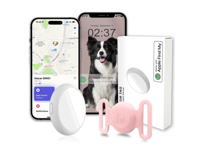 GPS Tracker for Dogs, Mini GPS Cat Tracker, IPX8 Waterproof GPS Trackers for Cats with Holder, No Monthly Fee, Work with Apple Find My(iOS Only),...