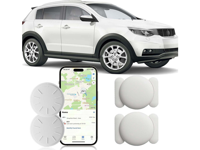 Car GPS Tracking Device for Vehicles, 2PCS Real Time GPS Tracker for Car Work with Find My (iOS Only),Hidden Mini GPS Tracker,No Monthly Fee (White...