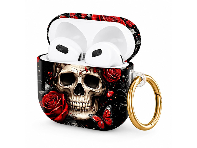 Hard Case Compatible with AirPod 4 2024, Shockproof Protective Cover for Airpod 4th Generation with Gold Ring Keychain, Cute Aesthetic Design for...