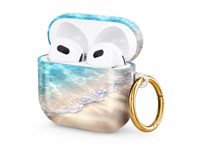 Hard Case Compatible with AirPod 4 2024, Shockproof Protective Cover for Airpod 4th Generation with Gold Ring Keychain, Cute Aesthetic Design for...