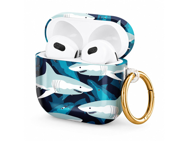 Hard Case Compatible with AirPod 4 2024, Shockproof Protective Cover for Airpod 4th Generation with Gold Ring Keychain, Cute Aesthetic Design for...