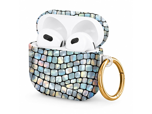 Hard Case Compatible with AirPod 4 2024, Shockproof Protective Cover for Airpod 4th Generation with Gold Ring Keychain, Cute Aesthetic Design for...
