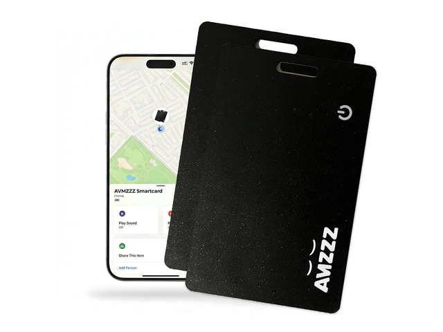 MFi Certified Wallet Tracker Card Compatible with Find My App, Slim 0.07in 100dB Loud Ring for Location Rechargeable Item Finder, IP68 Waterproof...
