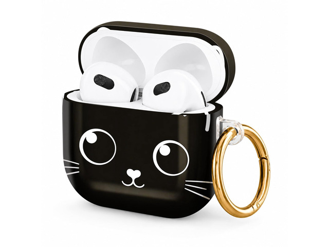 Hard Case Compatible with AirPod 4 2024, Shockproof Protective Cover for Airpod 4th Generation with Gold Ring Keychain, Cute Aesthetic Design for...