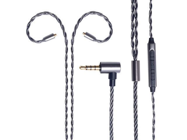 Earphone Upgrade Cable,MMCX Earbuds Replacement Cord,4 Cores OFC Silver Plated Earphones Audio Adapter with Mic for Shure SE215 SE315 SE535...