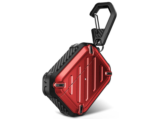 for Airpods Pro Case (2023/2022 / 2019) with Carabiner, Red Military-Grade Drop Protection, Anti-Scratch Hard Shell Cover for AirPods Pro 1st /...