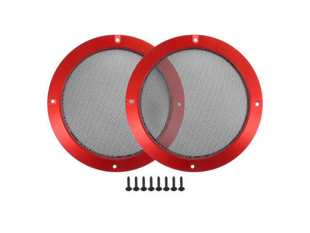 Universal 6.5' Car Speaker Grills Cover Mesh Round - Pack of 2 6.5 Inch Audio Speaker Subwoofer Guard Protector, with Mounting Screws, Iron, Red...
