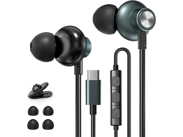 USB C Headphones for iPhone 15 Earbuds HiFi Stereo Type C Wired Earphones with Mic & Remote Control Noise Cancelling for iPhone 16 pro, iPad Pro,...