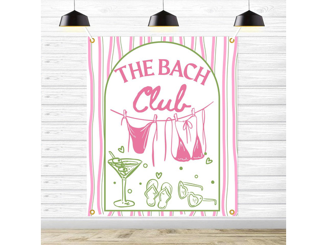 The Bach Club Backdrop, Beach Bachelorette Party Backdrop, Summer Bach Weekend Sign, Bikinies and Martinis Bachelorette Decor for Girls Weekend, 51...