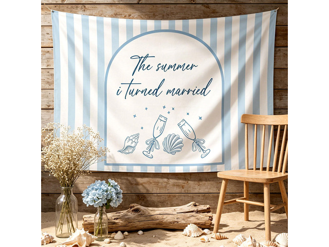 The Summer I Turned Married Backrop Beach Coastal Bachelorette Party Decor Coastal Beach Bridal Shower Backdrop The Summer I Turned Pretty Party...