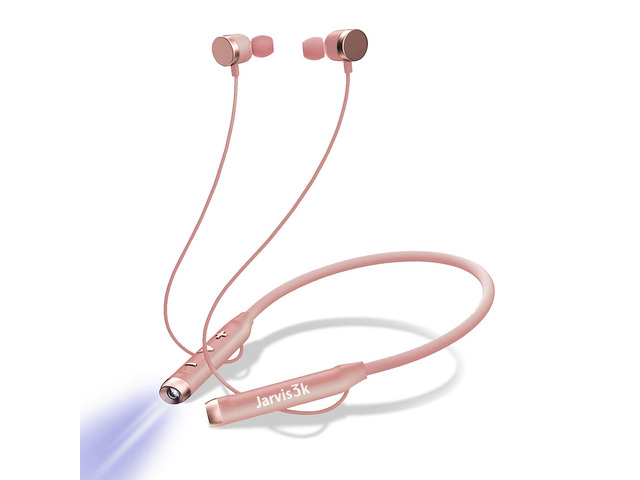 Flashlight Wireless Headphones Neck Reading Light Bluetooth HQ Sound USB-C Fast Charging Long Battery Life Use Anytime Anywhere (Pink)