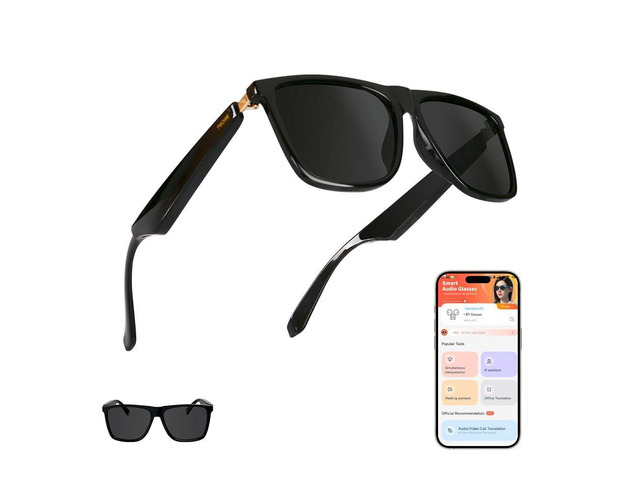 AI Smart Glasses with Translation, Bluetooth Audio,Polarized Lenses Unisex Bluetooth sunglasses with wireless audio,touch controls and UV...