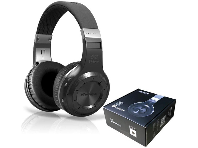 V5.0 Bluetooth Headphones Over Ear, Wireless Bluetooth On-Ear Stereo Earphones Noise Cancelling, Soft Memory-Protein Earmuffs, w/Mic (Black)