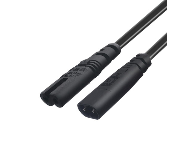 2PCS IEC C7 to C8 Extension Cable, 0.3M Widely applicable for laptops, game consoles, audio gear and home appliance short-distance power extension