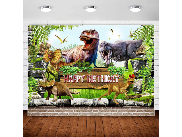 Dinosaur Themed Birthday Backdrop Jungle Forest 3D Dinosaur World Park Photography Background for Kids Child Birthday Decorations Animal Dino Party...