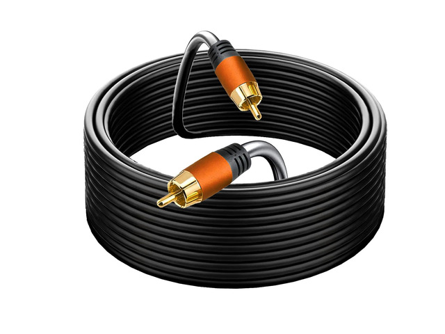 Digital Coaxial Audio Cable 16.5FT, 1RCA Male to 1RCA Male for Subwoofer, Home Theater, Video/Audio, Rear View Parking Camera