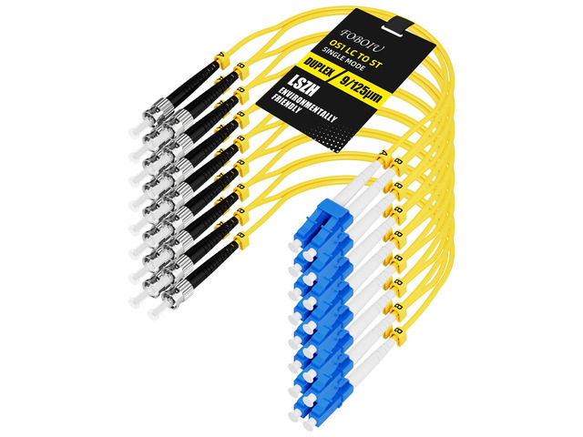 OS1 LC to ST Fiber Patch Cable, Duplex Singlemode, 0.5M(1FT), 8Pack ST to LC Fiber Patch Cable, LSZH 9/125µm Jumper Optical Patch Cord Yellow for...