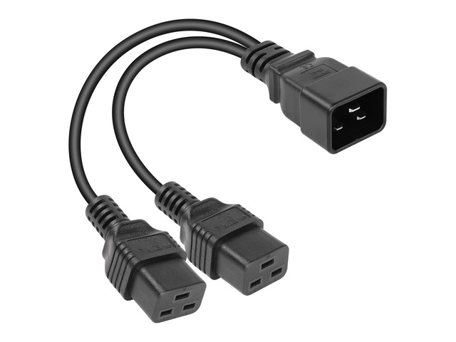 IEC 320 C20 to Dual C19 Power Cord,C20 Male to 2 x C19 Y Splitter Adapter Extension Power Cable Cord(Black C20 to Dual C19)