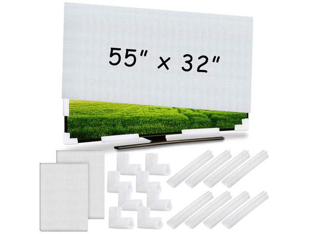 Cushioning Foam Set Include 2 Pcs Foam Flat Screen TV Cover Fits up to 55'' W x 32'' H and 16 Pcs Moving Corner Edge Protectors for TV Display...