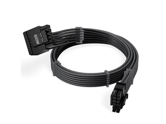 X-Enlazar 12V-2x6 PCIe 5.1 GPU Cable (600W) - 90-Degree Connector, Individually Sleeved with Braiding & Combs, 16AWG Wire, 600mm Length, Type-A...