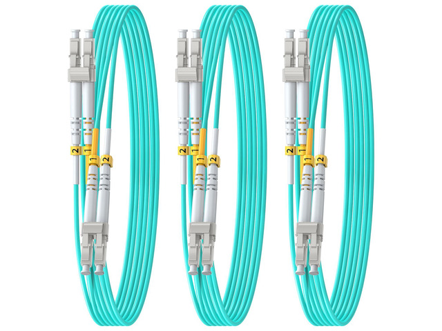 OM3 LC to LC Fiber Patch Cable Multimode Duplex,3m/10ft, 3Pack Fiber Optic Cable, Multi-mode, MM, MMF, Fiber Jumper Cord, 10G/40G, 50/125um,...