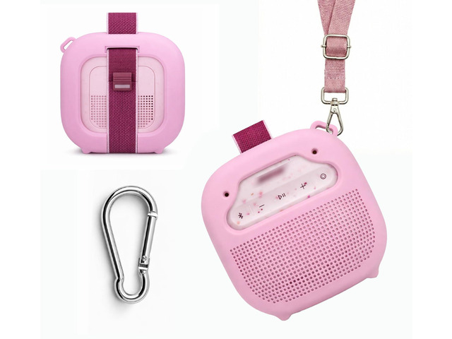 Silicone Cover for Bose New SoundLink Micro Portable Bluetooth Speaker (2nd Gen) with Neck Lanyard (Petal Pink)