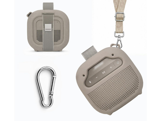 Silicone Cover for Bose New SoundLink Micro Portable Bluetooth Speaker (2nd Gen) with Neck Lanyard (Sandstone)