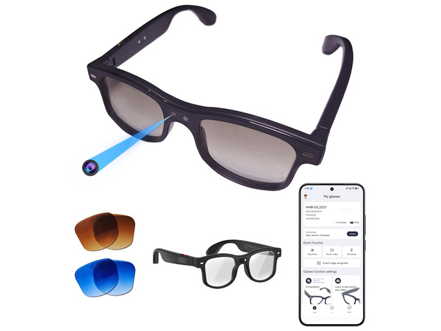 Smart Safety AI Glasses, 4K Camera with Video Recording, Bluetooth 5.0, Enhanced Audio & Noise-Canceling Mics, AI Object Detection & Real-Time...