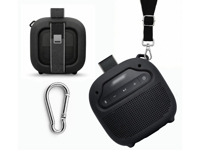 Silicone Cover for Bose New SoundLink Micro Portable Bluetooth Speaker (2nd Gen) with Neck Lanyard (Black)