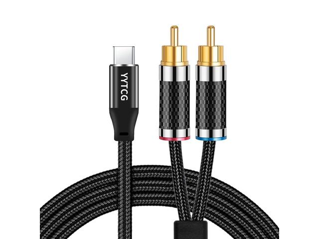 HiFi USB C to RCA Audio Cable 3.28ft Type - C to Dual RCA Y Splitter 4N OFC Silver-Plated Core, DAC Chip, 24K Gold-Plated Plug, Braided Shielded,...