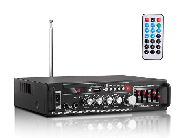 AV-111BT Home Amplifier with Equalizer, 5-Band EQ Audio Amplifier, RMS 60Wx2 Power Amplifier Receiver for Home Theater/Garage, 2 Channel Stereo Amp...