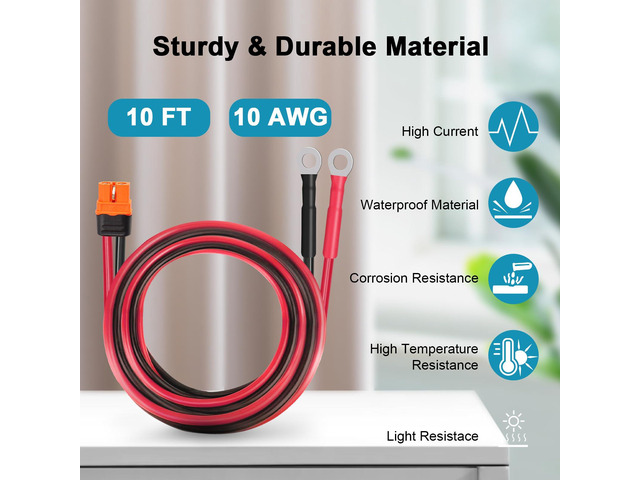 XT60i to O Ring Terminal Cable 10 AWG 10FT XT60i Female to O Ring Connector XT60i-F Extension Cable for Portable Power Station Solar Generator