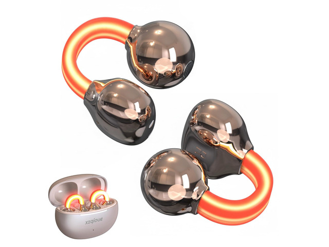 Wireless Clip On Earbuds with Cool LED Light, 2-in-1 Flashlight Charging Case, Glowing Bluetooth Headphones for Night Running & Gaming, Gifts for Men