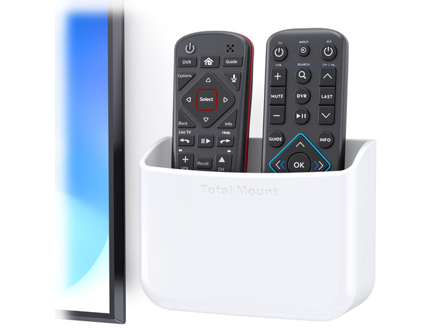 Universal Remote Holder Place on Wall or Back of TV Designed in the USA Premium, White Remote Control Holder (Large)