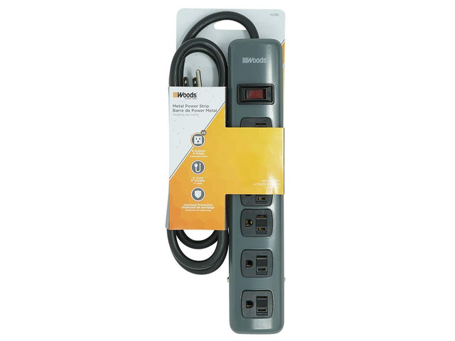 Southwire Metal Power Strip - 6-Grounded Outlets - Resettable Safety Circuit Breaker Switch - 5-Foot Cord - Heavy Duty Outlet Extender