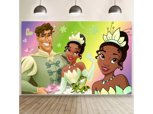 Wall Decor Backdrop for Princess Frog Birthday Decorations, Princess Frog Banner for Birthday Party Supplies (5x3ft)
