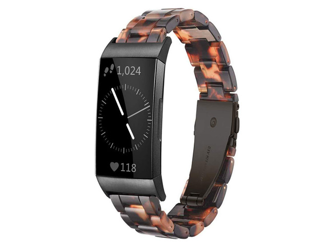 Resin Band Compatible with Fitbit Charge 4,Charge 3/3 SE,Women Men Resin Accessory Rose Gold Buckle Band Wristband Strap Blacelet
