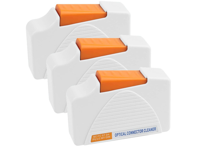 Fiber Cleaner Box - 3 Pack FTTH Fiber Optic Cleaning Box for FC & SC & LC End Faces & Optical Connectors -Over 500 Times Anti Static Clean Swab, White